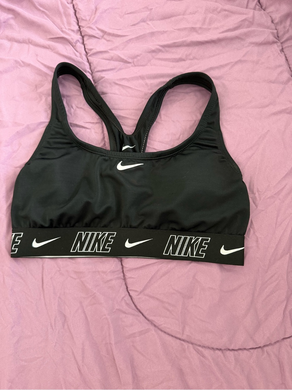 Nike Black Sports Bra with White Logo Band